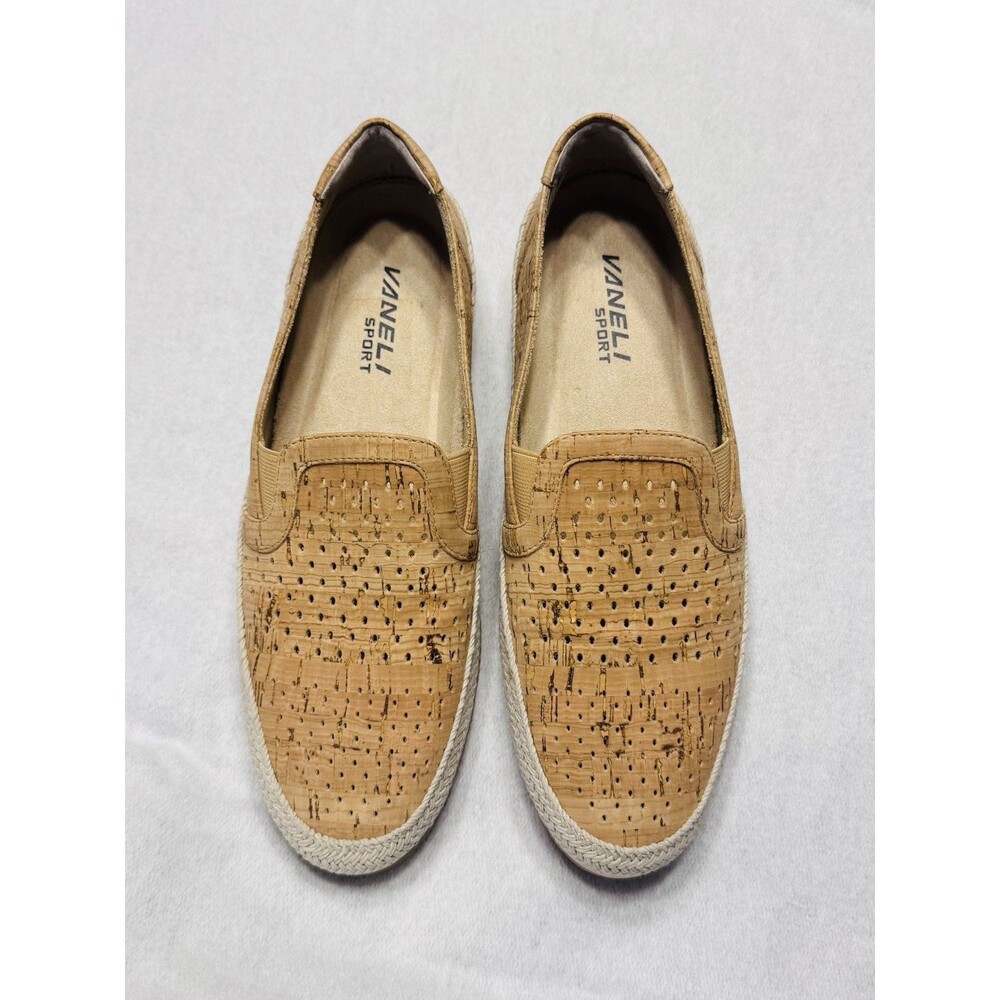 Vaneli Sport Espadrille Slip On Cork loafers, tan, women's size 8M